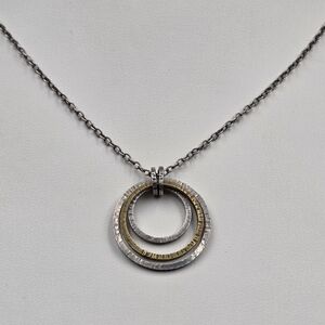 Silpada Concentric 3 Ring Sterling Silver & Brass Pendant Necklace 16"